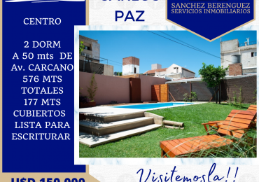 PRECIOSA CASA CON DOS DEPARTAMENTOS A MEDIA CUADRA DE AV CARCANO EN VILLA CARLOS PAZ. CA49 